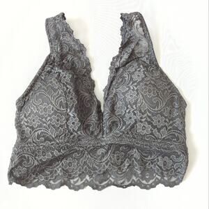 smart & sexy Womens Bralette Top Large Longline Padded Gray Blue Lace Long EUC
